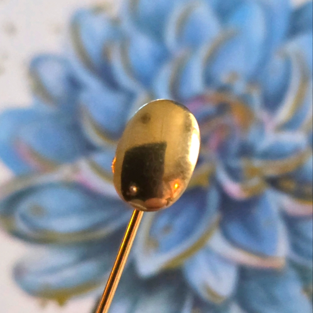 Vintage stick pin gold tone oval lapel brooch stickpin tie